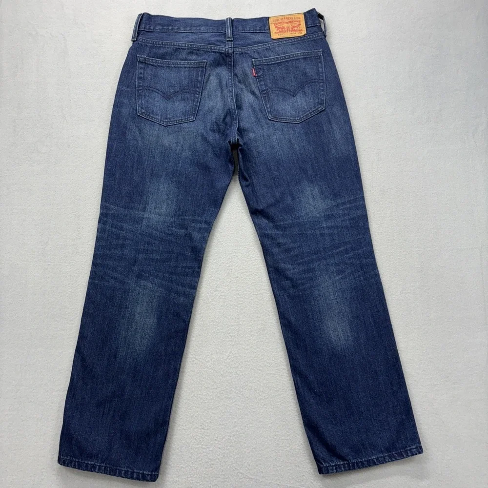 Levi's 514 jeans mens 34x30 distressed blue denim Whiskered Fade Straight Grunge